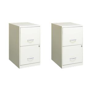 Scranton & Co Set of 2 18&quotD 2-Drawers Metal File Cabinet in Pearl White