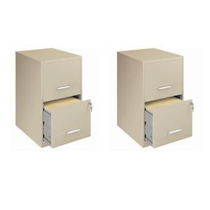 Scranton & Co Set of 2 18&quotD 2-Drawers Metal File Cabinet in Putty/Beige