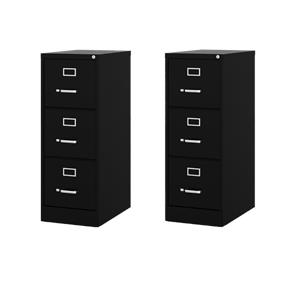 Scranton & Co Set of 2 22&quotD 3-Drawer Letter Width Vertical Metal Filing Cabinet