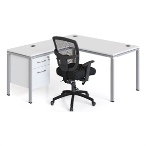 Scranton & Co Contemporary Engineered Wood L-Workstation in White