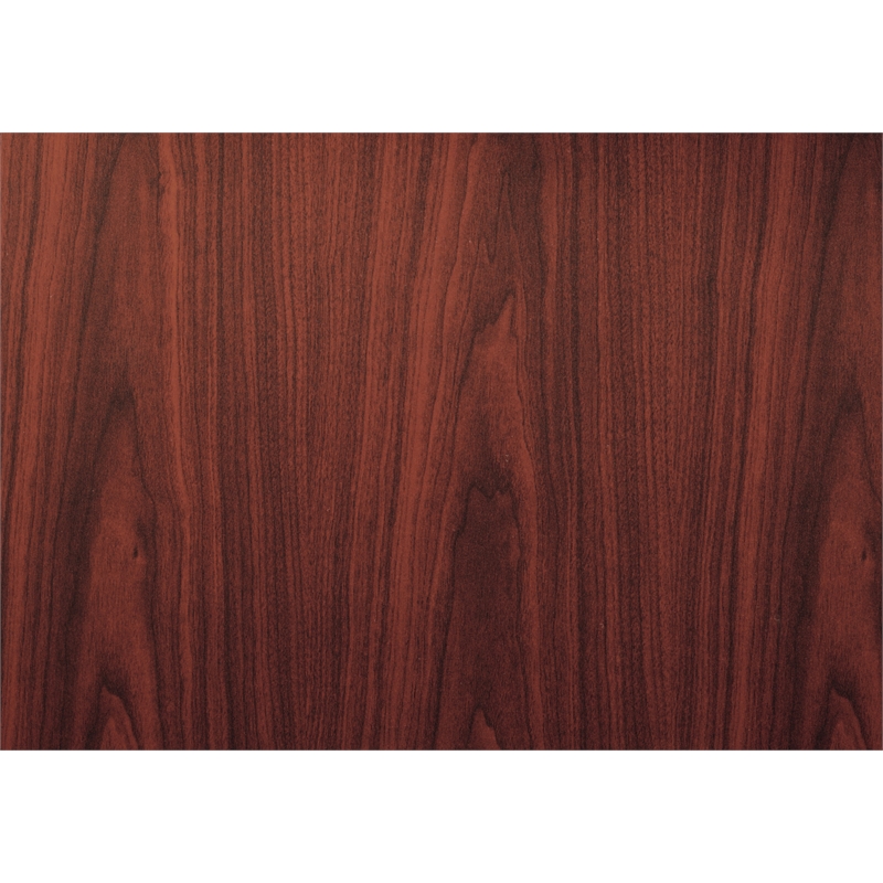 Scranton & Co Engineered Wood L-Shape Desk with Pedestal in Mahogany