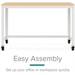 Scranton & Co Home Office Metal Desk and Storage Set in White / Maple