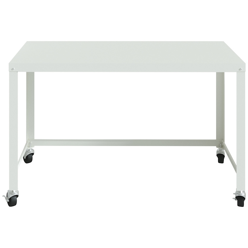 Scranton & Co Home Office Metal Desk and Storage Set in White