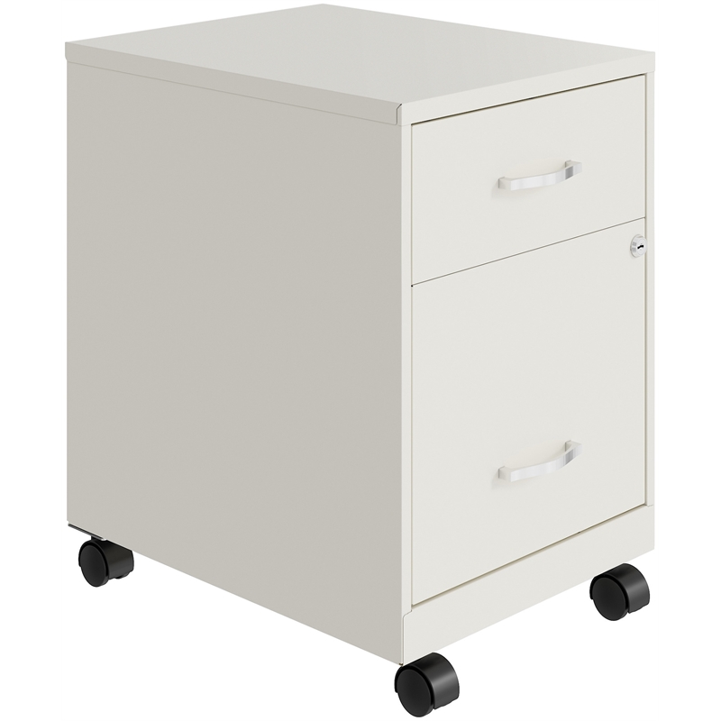 Scranton & Co Home Office Metal Desk and Storage Set in White