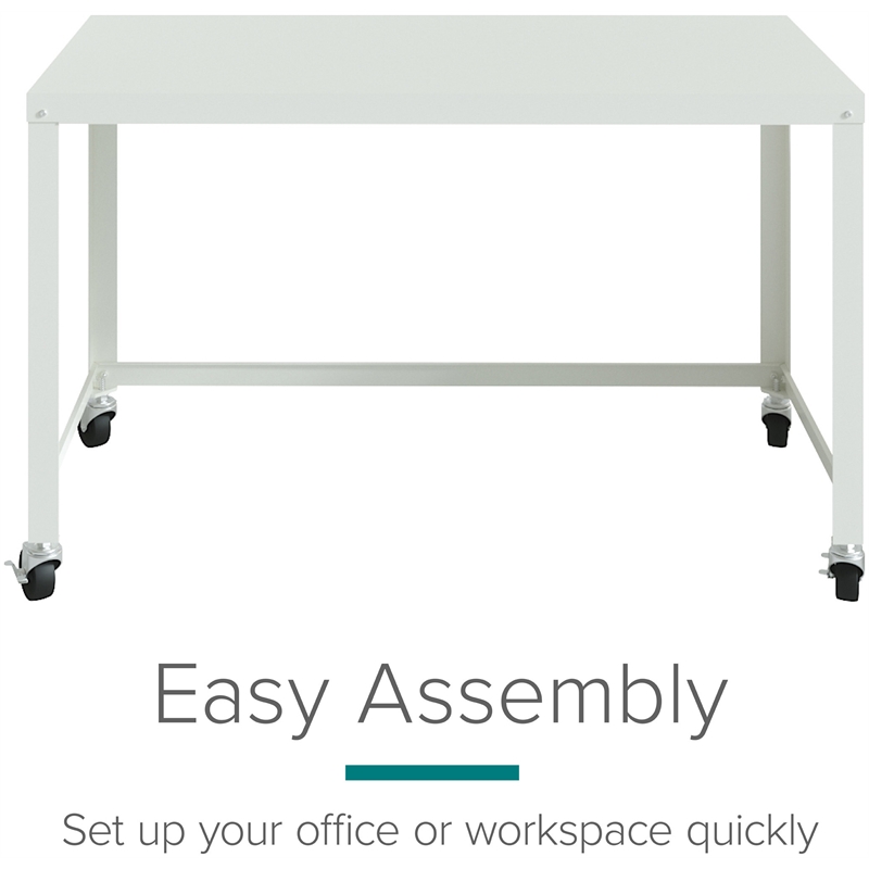 Scranton & Co Home Office Metal Desk and Storage Set in White