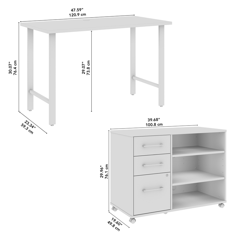 Scranton & Co Engineered Wood 48W x 24D Computer Desk with Storage in Gray