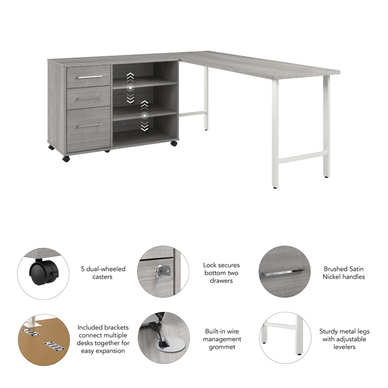 Scranton & Co Engineered Wood 72W x 24D Computer Desk with Storage in Gray