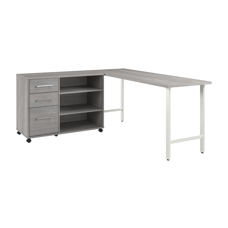 Scranton & Co Engineered Wood 72W x 24D Computer Desk with Storage in Gray