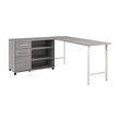 Scranton & Co Engineered Wood 72W x 24D Computer Desk with Storage in Gray