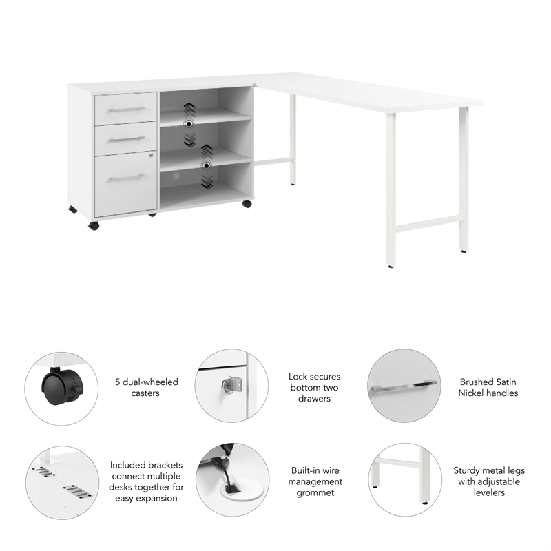 Scranton & Co Engineered Wood 72W x 24D Computer Desk with Storage in White