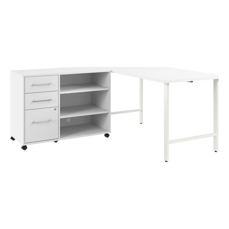 Scranton & Co Engineered Wood 60W x 30D Computer Desk with Storage in White