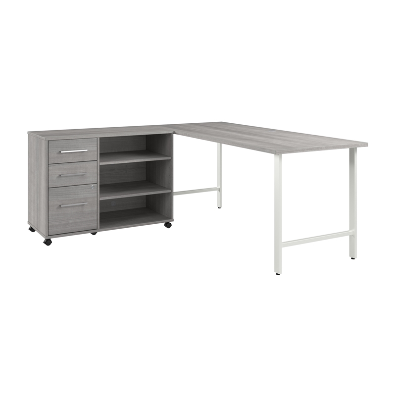 Scranton & Co Engineered Wood 72W x 30D Computer Desk with Storage in Gray