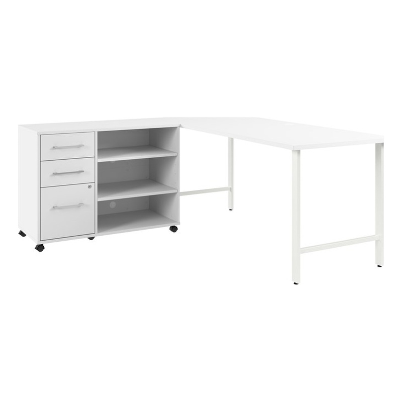 Scranton & Co Engineered Wood 72W x 30D Computer Desk with Storage in White
