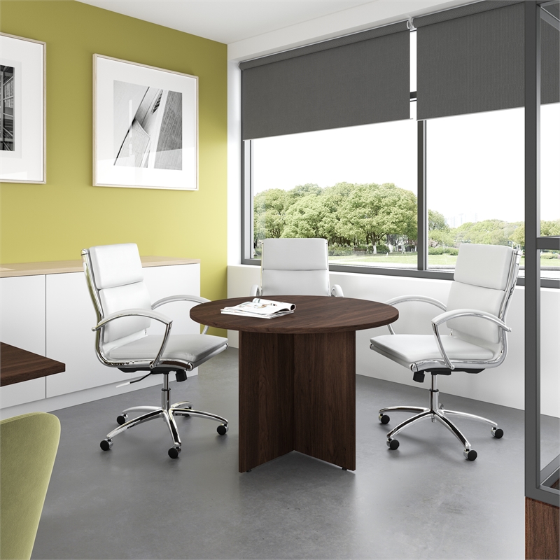 Scranton & Co Engineered Wood 42W Round Conference Table in Black Walnut