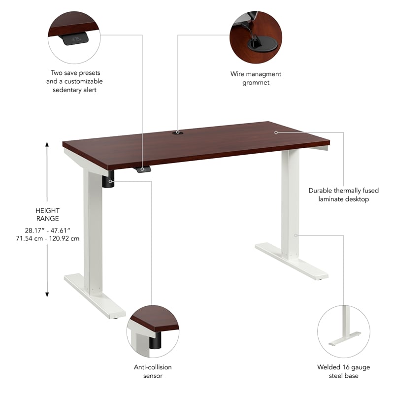 Scranton & Co Engineered Wood 48W Adjustable Standing Desk in Hansen Cherry