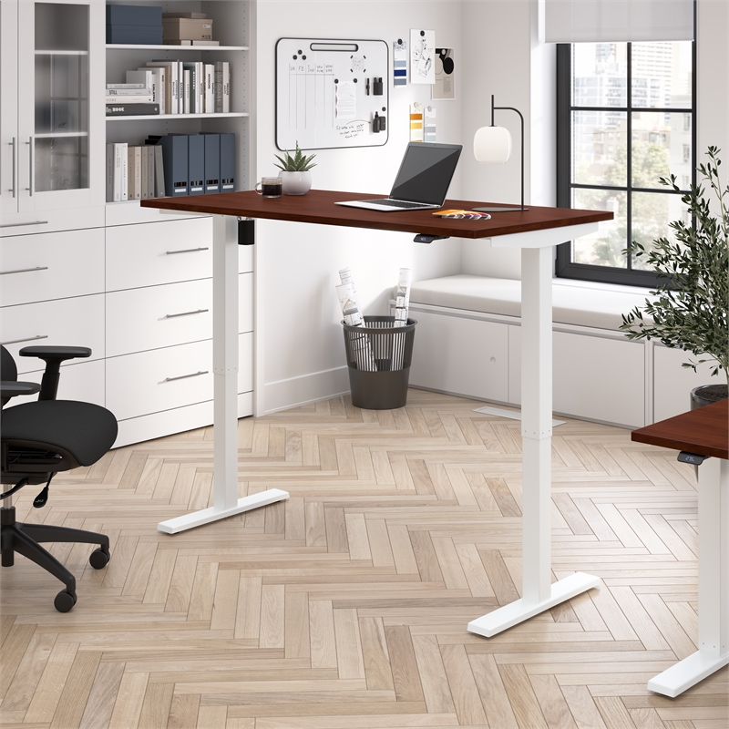 Scranton & Co Engineered Wood 60W Adjustable Standing Desk in Hansen Cherry