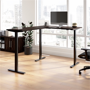 Scranton & Co Engineered Wood 60W L-Shaped Standing Desk in Black Walnut