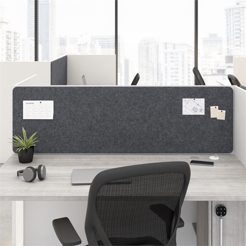 Scranton & Co Tackboard for 60W Cubicle Desk in Cool Charcoal Fabric