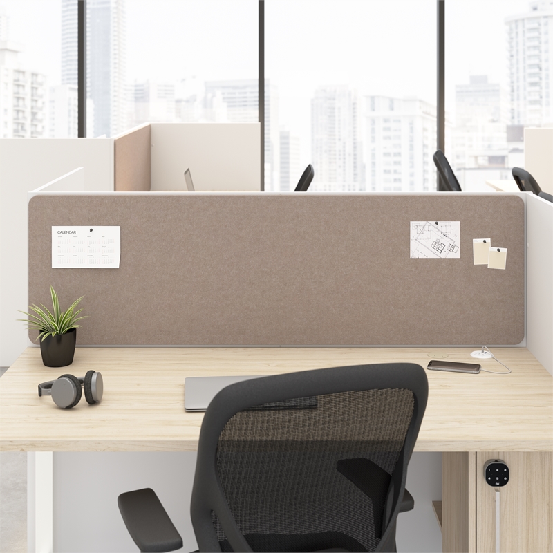 Scranton & Co Tackboard for 60W Cubicle Desk in Warm Beige Fabric