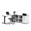 Scranton & Co L-Shaped Power Adjustable Table for Home Office in White