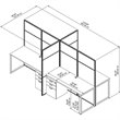 Scranton & Co Contemporary 60W 4 Person Cubicle Desk with File Cabinets