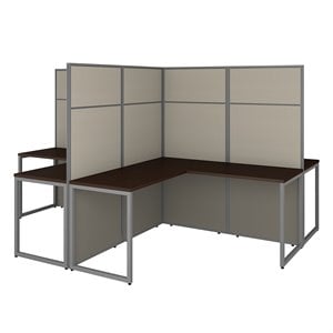 Scranton & Co Contemporary 4 Person L-Shaped Cubicle with 66&quotH Panels