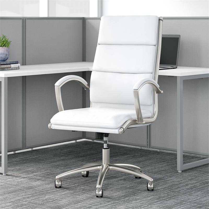 Scranton & Co High Back Contemporary Faux Leather Executive Chair in White
