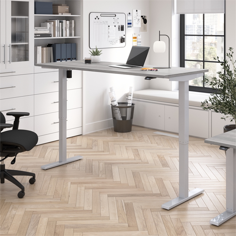 Scranton & Co Engineered Wood 72W Adjustable Standing Desk in Platinum Gray