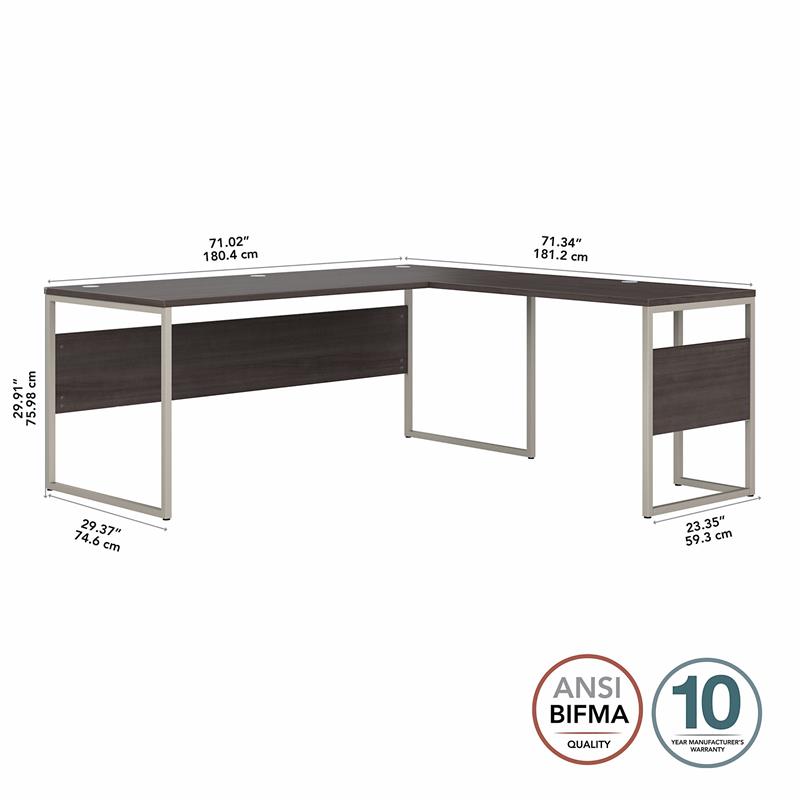 Scranton & Co Engineered Wood 72W x 30D L-Shaped Table Desk in Storm Gray