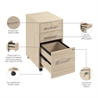 Scranton & Co Wood 3 Drawer Rolling File Cabinet with Lock in Natural Elm