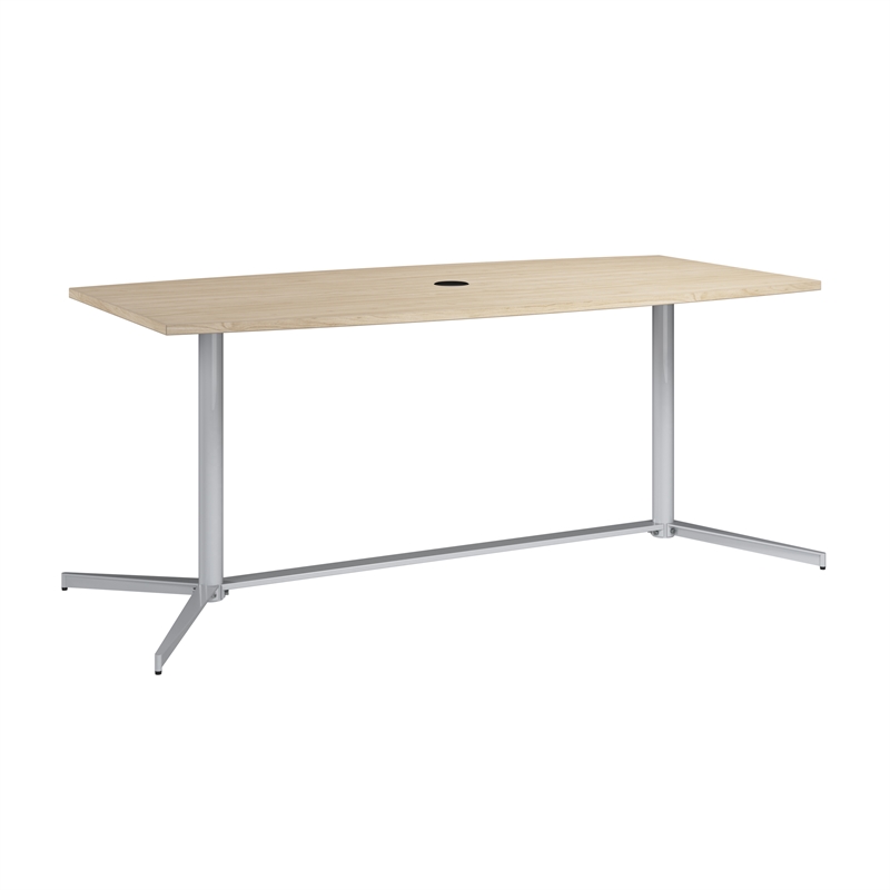 Scranton & Co Wood 72W Office Conference Table with Metal Base in Natural Elm