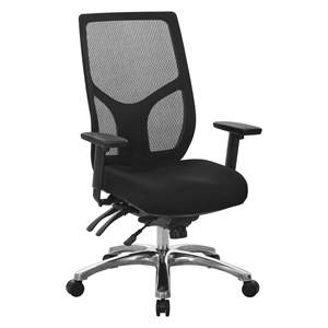 Scranton & Co Mesh High-Back Chair in Coal Black Fabric with Lumbar Support