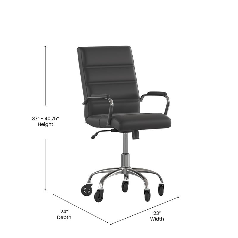 Scranton & Co Mid-Back Executive Chair in Black LeatherSoft with Chrome Frame