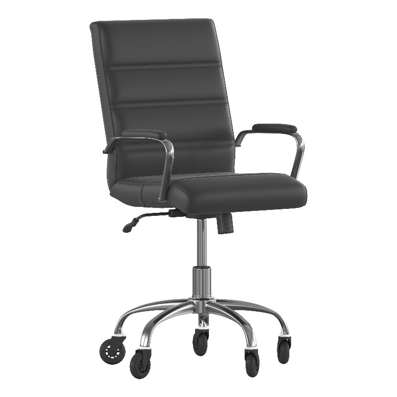 Scranton & Co Mid-Back Executive Chair in Black LeatherSoft with Chrome Frame