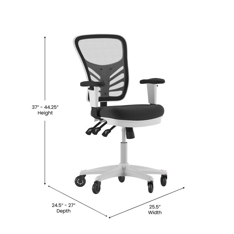 Scranton & Co Mid-Back Ergonomic Mesh Chair in Black with White Frame