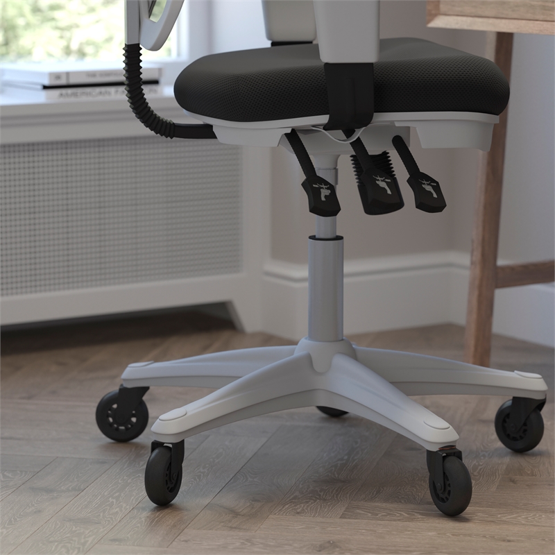 Scranton & Co Mid-Back Ergonomic Mesh Chair in Black with White Frame