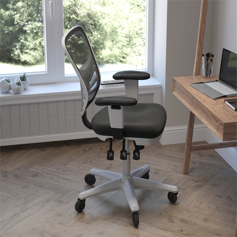 Scranton & Co Mid-Back Ergonomic Mesh Chair in Black with White Frame