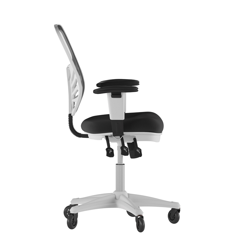 Scranton & Co Mid-Back Ergonomic Mesh Chair in Black with White Frame