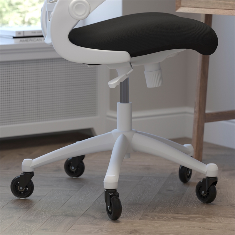 Scranton & Co Ergonomic Mid-Back Mesh Swivel Task Chair with Arms in Black