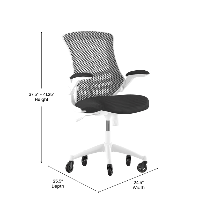 Scranton & Co Ergonomic Mid-Back Mesh Swivel Task Chair with Arms in Black