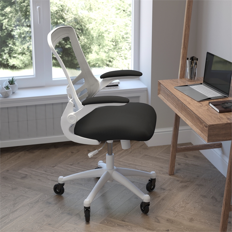 Scranton & Co Ergonomic Mid-Back Mesh Swivel Task Chair with Arms in Black