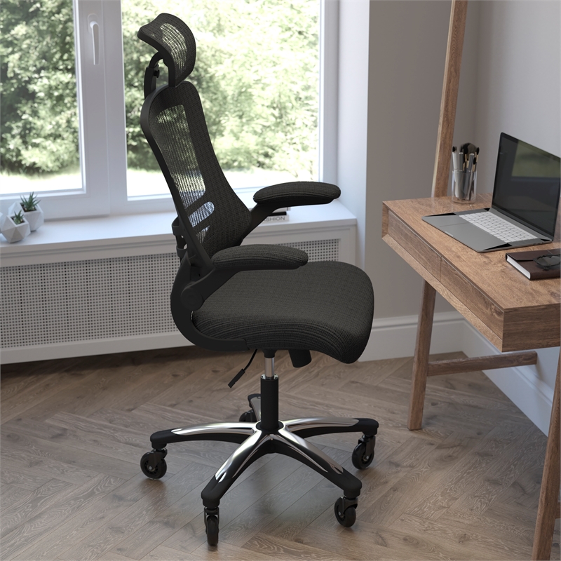Scranton & Co High-Back Ergonomic Swivel Task Chair with Headrest in Black Mesh
