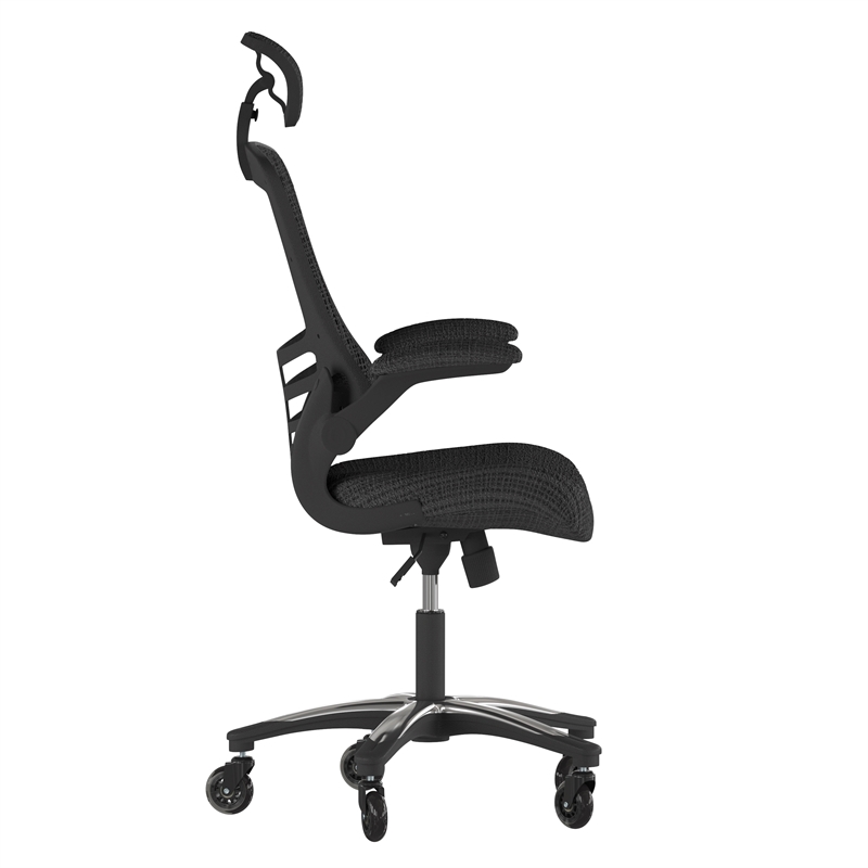 Scranton & Co High-Back Ergonomic Swivel Task Chair with Headrest in Black Mesh