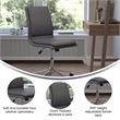 Scranton & Co Mid-Back Armless Task Chair in Gray LeatherSoft and Chrome Base