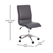 Scranton & Co Mid-Back Armless Task Chair in Gray LeatherSoft and Chrome Base