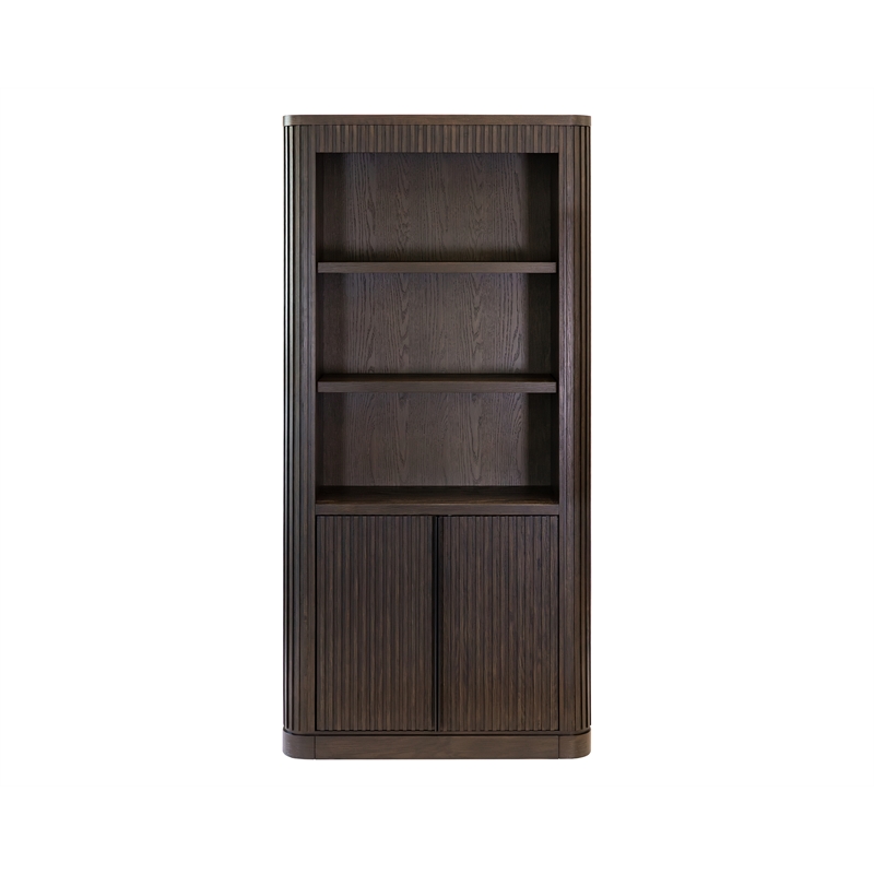 Scranton & Co Executive Wood Bookcase with Doors in Dark Chocolate Finish