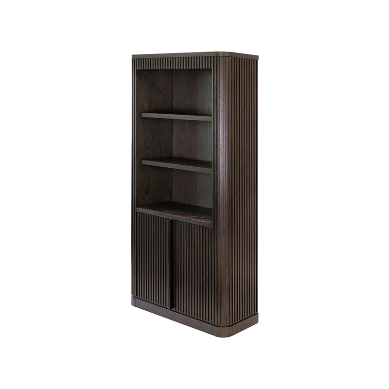 Scranton & Co Executive Wood Bookcase with Doors in Dark Chocolate Finish