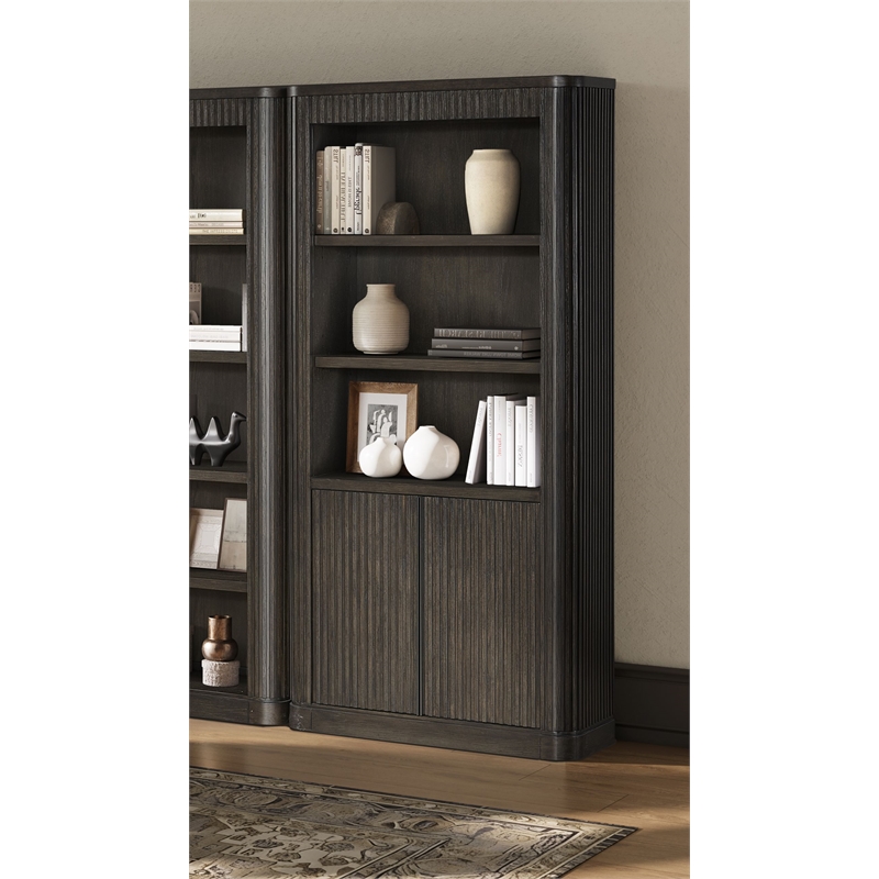 Scranton & Co Executive Wood Bookcase with Doors in Dark Chocolate Finish