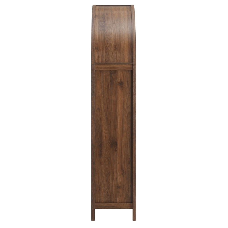 Scranton & Co 79-In Tall Rattan Arched Storage Cabinet in Walnut Finish