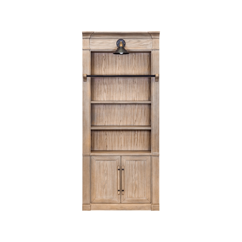 Scranton & Co 8-Ft Tall 2-Piece Bookcase Wall with Ladder in Brown Finish